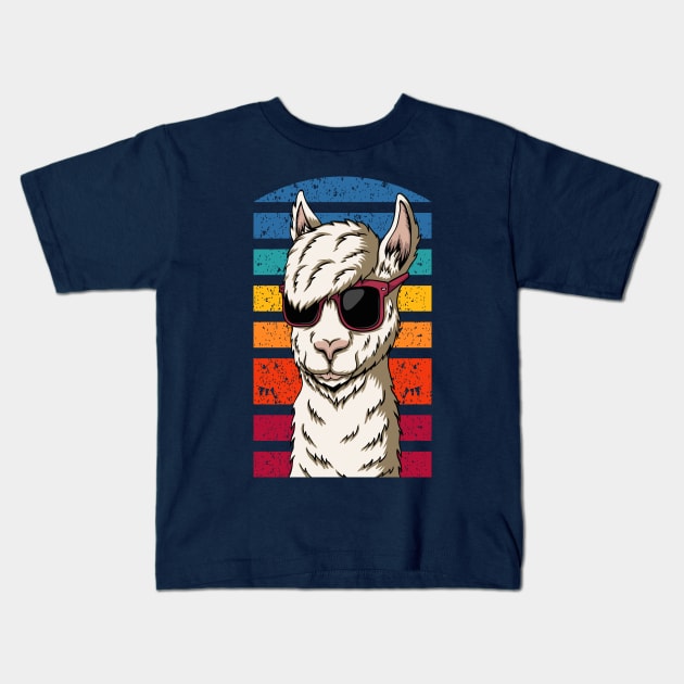 Cool Retrowave Llama with Aesthetic Gradient Colors Kids T-Shirt by mrspaceman